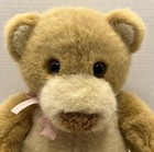 Vintage Dakin Plush Beige   Cream Bear W pink Gingham Bow Fuzzy Nose 18    1994