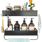 Shower Caddy Shelf With Towel Bar Adhesive Shampoo Holder With Hook Shower Rack 