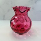      Vintage Fenton Cranberry Coin Dot Inverted Thumbprint Pitcher 6 25  Ruffled
