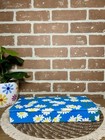 Vintage Mcm Vanity Box Glove Storage Box Textured Blue White Yellow Daisy Retro