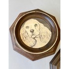 Vintage Huisel Animal Portrait Set 3 Octagon Framed Dog Cat Tiger Illustrations