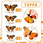 Lyrow 72 Pcs Monarch Butterfly Decorations 4 Size Artificial Feather Orange 
