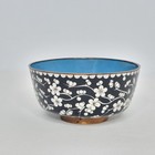 Antique Chinese Copper Cloisonne Black White Floral 4 1 4  Rice Bowl