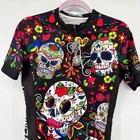 Weimostar Sugar Skull Cycling Jersey Women Small Black Floral Dia De Los Muertos