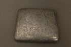 Antique Persian Islamic 84 Solid Silver Cigarette Case Repousse Bird Flower