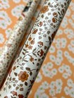 Vintage Retro Floral 60s 70s Adhesive Contact Paper Blossom Brown Nos 2 Rolls