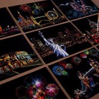 Scratch Art Paper  Rainbow Night View Scratchboard Medium  Building Series 