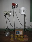  rare  3 Vintage Smith-victor Photography Lights With Tripods  All 3 Work Great