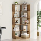6 Tier Corner Bookshelf 64 9in L-shaped Anti-drop Wood Storage Shelf Light Brown