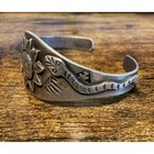 Vtg Southwestern Sterling Silver Sunface Snake Cuff Bracelet 32 3g - Harvey Era
