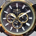 Invicta Aviator Chronograph Watch Men 50mm Black Dial Gold Tone Date New Battery