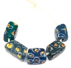 5 Venetian Antique Green Translucent Ghost Wound African Glass Trade Beads 1691