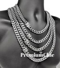 Mens Miami Cuban Link Chain Solid Stainless Steel Necklace Or Bracelet Jewelry