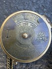 Antique Brass Pocket Maritime Compass W  Perpetual Calendar Dial With Pouch