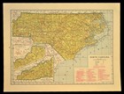 Vintage North Carolina Railroad Map Depot Towns Charlotte Durham Sou Rr