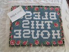 Completed Crafted Bless This House Latch Hook Pillow Or Wall Hanging - 20  X 16 