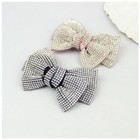 A Pair Black pink Velvet Bow Rhinestone Crystal Wedding Bridal Shoe Clips Black