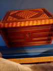 Antique Wooden Inlaid Box Handmade  Victorian Geometric-tramp  hobo  Art  1800s