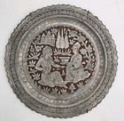 Antique Persian Tinned Copper Plate Middle Eastern Engraved Ghalamzani