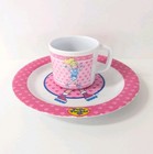 Vintage 1995 Polly Pocket Roller Skating Melamine Dinner Plate   Cup 2pc Set