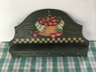 Vintage Hunter Green Wood And Resin Apple Design Home Decor Key Holder Cute