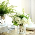 Silk Hydrangea Flower Bouquet In Vase  Faux Flower Arrangement With Vase For    