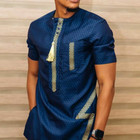 Mens Short Sleeve Printed Casual African Ethnic Style Shirt Pllover Tops Summer