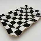 Checkered Decorative Plate Black And White Accent Tray Home Decor