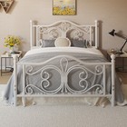 Queen twin full Metal Platform  Bed Frame With White Headboard   Footboard