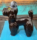 Small Adorable Vintage Redware Glazed Black Dark Brown Poodle Dog Figurine Japan
