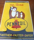 Vtg Pennzoil Porcelain Over Steel Sign Owl Wise Gas Station Oil Nos  12 x9  