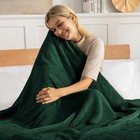 Forest Green Fleece Bed Blanket Twin Size 90x66 Inches Waffle Textured