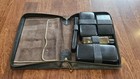 Vtg Men s Grooming Travel Kit  Tools Housed Leather Zippered Case Barbasol Ebony