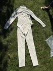 Women   s Beige 2-piece Tracksuit Set S Full Zip Jacket   Pants Slim Fit