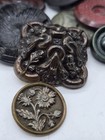 Antique   Vintage Estate Button Lot Lithograph Tin Edwardian Art Deco Bakelite  