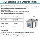 Stainless Steel Cat Water Fountain 3 2l Pet Drinking Fountain Dispenser For Cats