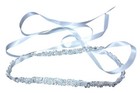 Rhinestone   Pearl Embellished Ivory Ribbon Bridal Belt Sash For Wedding Dress