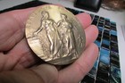 Antique French Art Nouveau Bronze Medallion  agriculture   Science  C  1906
