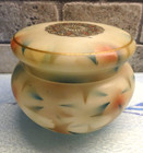 Antique Opaque White Glass Dresser Puff Box Covered Jewelry Trinket Jar