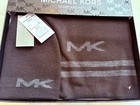 Michael Kors Scarf And Hat Set Black With Mk Gray Logo Beanie One Size Fit New  