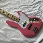 4 String Pink Jazz Electric Bass Guitar Maple Fretboard neck Chrome Hardware