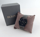 Bulova Gemini Men Quartz Black Crystal Accent Stainless Steel Watch 40mm 98d177