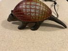 Vtg Armadillo Night Light Lamp - Tiffany Style Stained Glass Shell W Metal Base