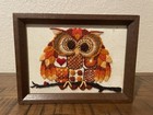 2 Vintage Completed Owl Crewels 1970   s Wood Frames