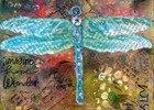 Original Aceo Print Turquoise And Green Insect Garden Winged Art - Dragonfly