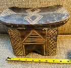 Vintage Hand Carved Solid Wood African Tribal Stool Or Headrest-small Size