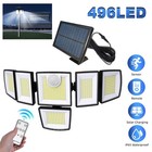 2pcs Solar Security Light Outdoor 5head 5000lm 496 Led Motion Sensor Waterproof