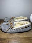 Ugg Dakota Gray Moccasin Slippers Shearling Lined Suede Women s Size 10