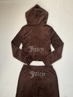 New Juicy Couture Velour Og Bling Tracksuit Hoodie   Pant Set Brown Sugar Xl New