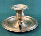 Vintage Large Solid Brass Chamber Style Candle Holder 6 5  Drip Pan Finger Grip